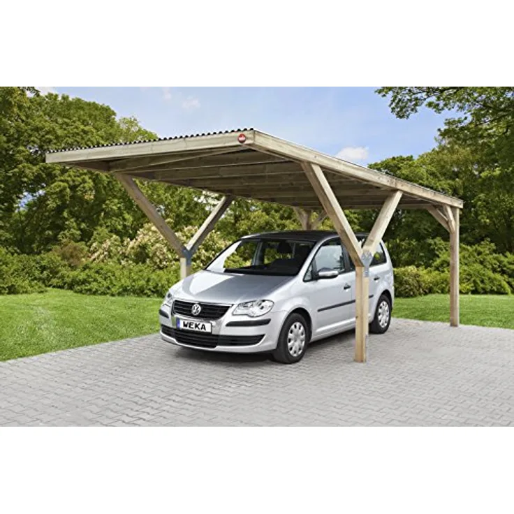 Weka Y-Einzelcarport, mit Stahldach und Pfosten 12x12 cm, kesseldruckimprägniert, Schneelast 125 kp