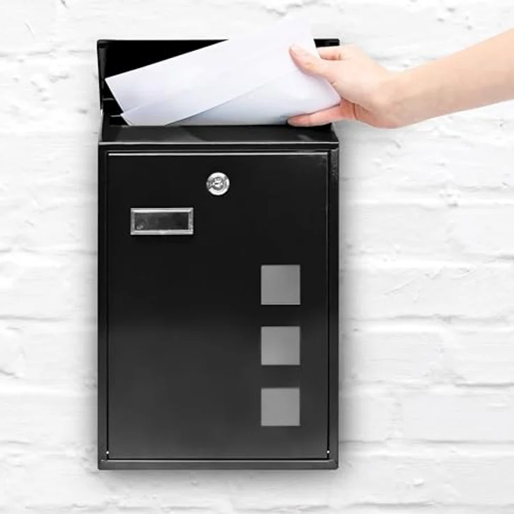 Relaxdays 10017417_B Schwarz Design Briefkasten aus Metall 25x40 cm – Bild 2