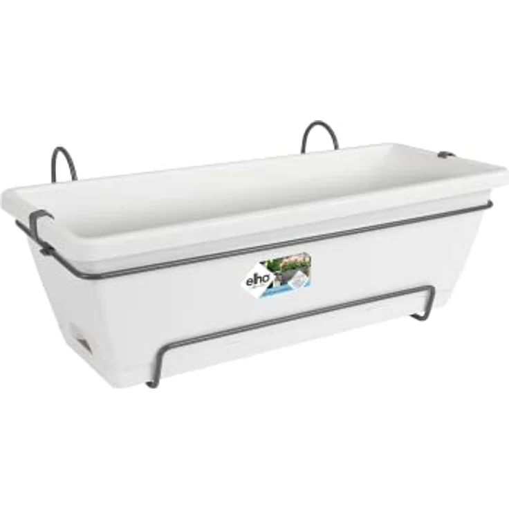 elho Barcelona Allin1 50 - Übertopf für Balkon & Außen - 100% recyceltem Plastik - Ø 49.5 x H 18.5 cm - Weiß/Weiss – Bild 1