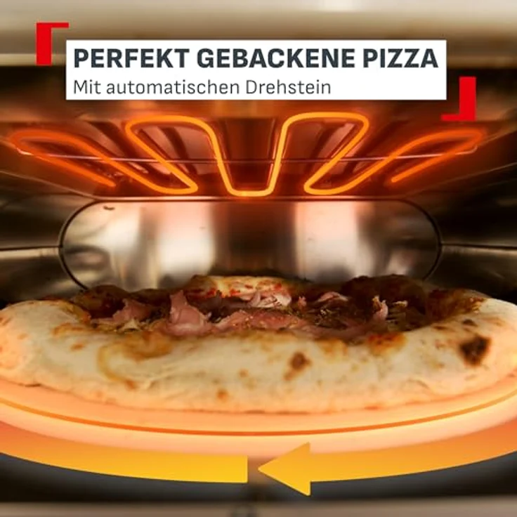 Tefal Pizzaofen Pizza Pronto, 4 Temperaturstufen (250–400°C), automatischer Drehstein, inkl. Pizzaschieber – Bild 4