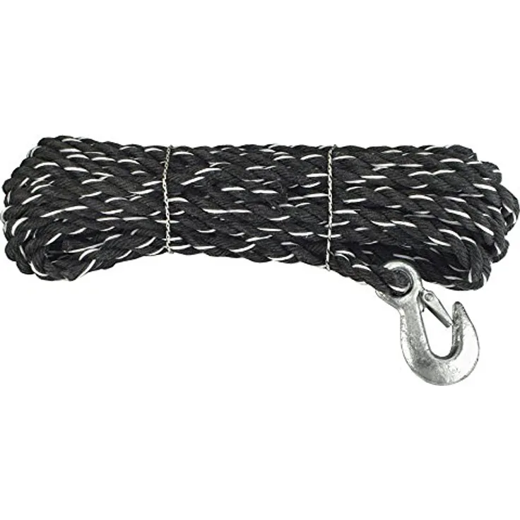 Connex DY2701351 Mehrzweckleine mit Karabinerhaken eingebunden, 14.0 mm x 10 m, gefertigt nach DIN 83332, belastbar bis 370 kg, schwarz-weiß