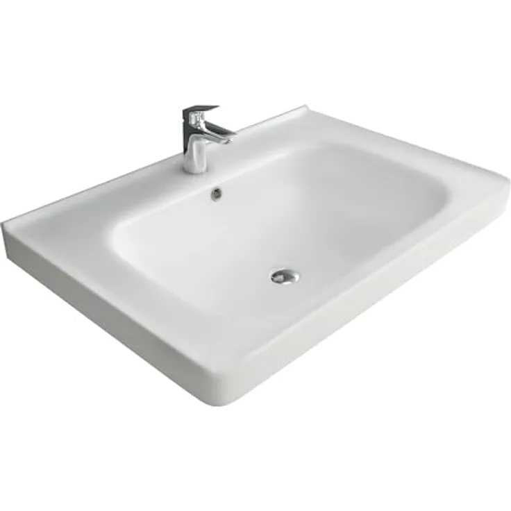 Alpenberger Waschbecken 65 cm Breit | Gäste WC & Badezimmer | Waschtisch Eckig | Hängewaschbecken Wandmontage | Handwaschbecken mit Nano | Bathroom Sink für Moderne Waschplätze