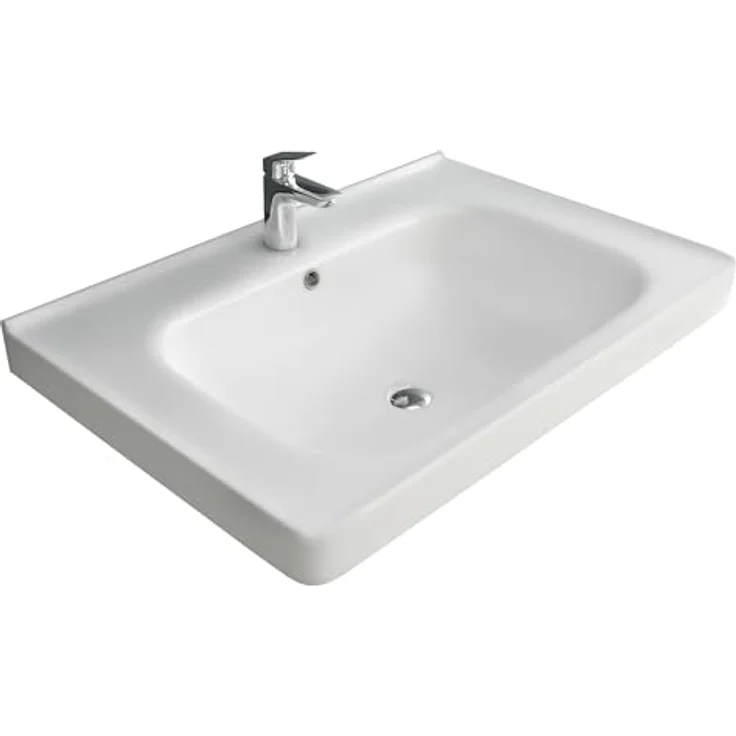 Alpenberger Waschbecken 65 cm Breit | Gäste WC & Badezimmer | Waschtisch Eckig | Hängewaschbecken Wandmontage | Handwaschbecken mit Nano | Bathroom Sink für Moderne Waschplätze – Bild 1