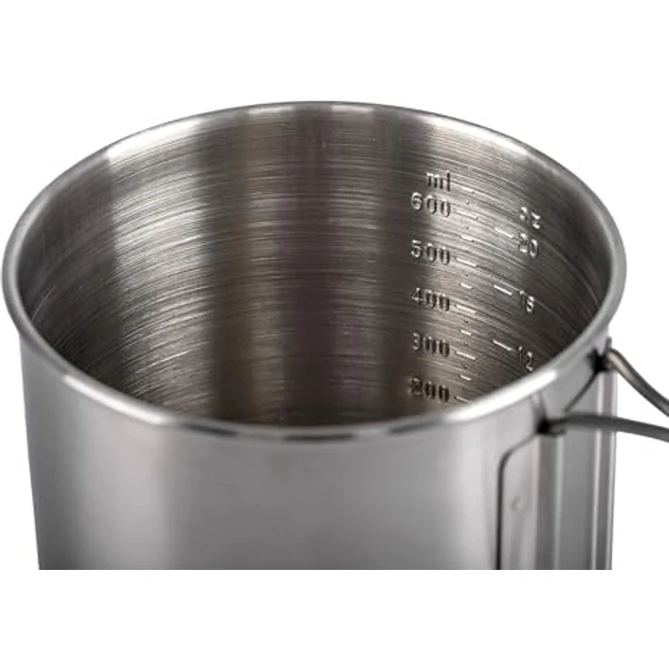 Petromax Kochbecher cp750, 2 in 1 Kochstelle und Becher aus gebürstetem Edelstahl, 750 ml, mit klappbaren Griffen und Transporttasche – Bild 5