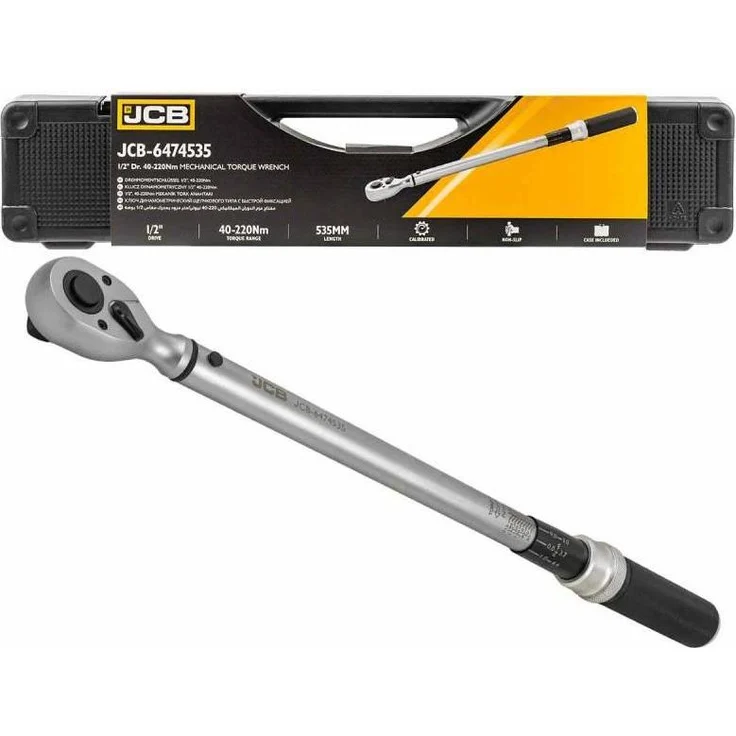 JCB Drehmomentschlüssel 1/2" 40-220 Nm, präziser Drehmomentbereich mit Robustheit und Langlebigkeit
