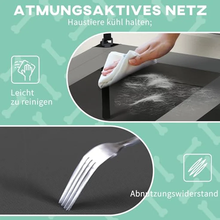 PawHut Erhöhtes Hundebett mit Baldachin, Outdoor Hundeliege, Atmungsaktiv, für große Hunde bis 30 kg, Hellgrau Oxford 91 x 76 x 89 cm – Bild 5
