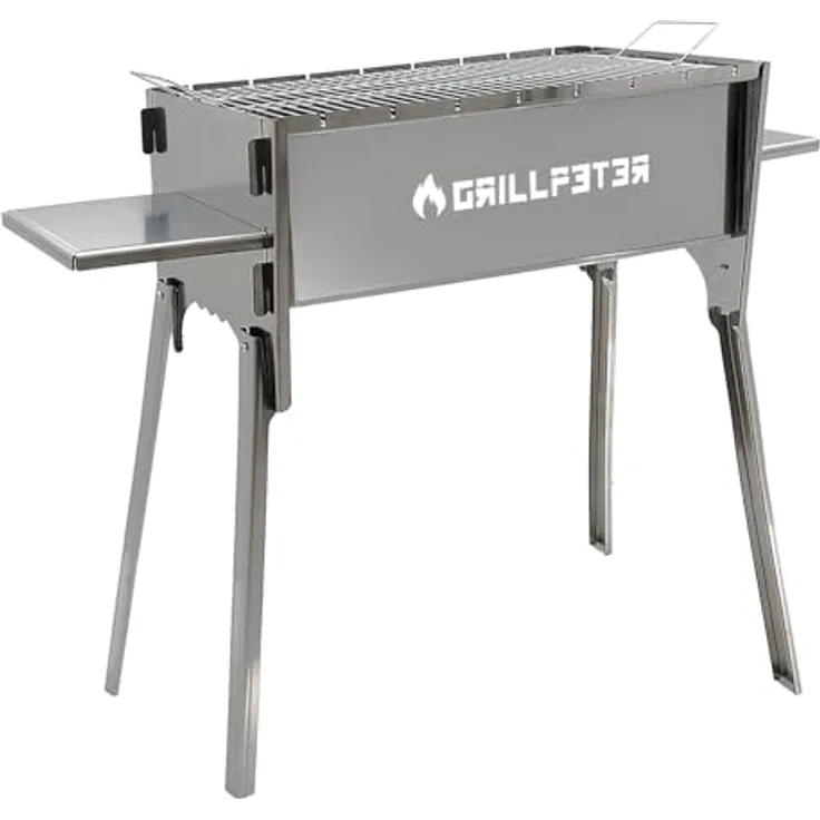 Grillpeter Mangal Izmir Steckmangal, 2 mm Edelstahl Schaschlikgrill für Holzkohle