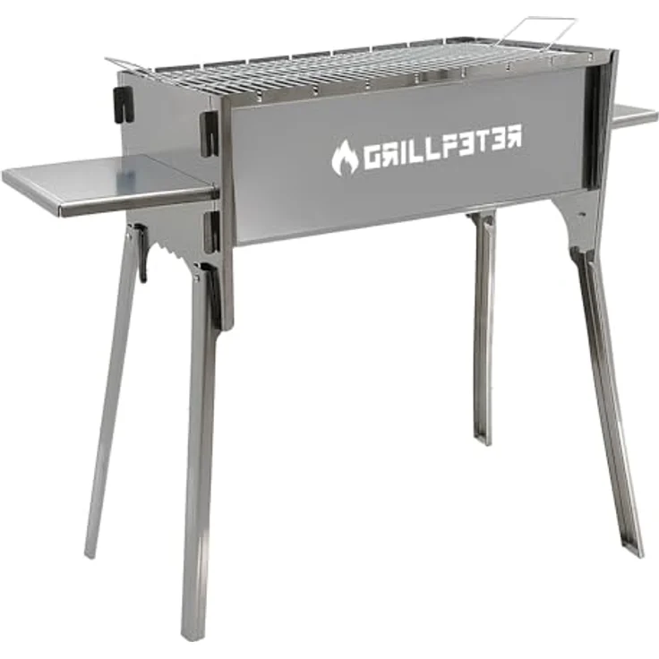 Grillpeter Mangal Izmir Steckmangal, 2 mm Edelstahl Schaschlikgrill für Holzkohle – Bild 1