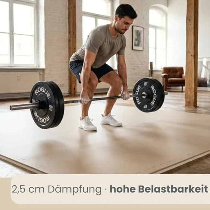 Eyepower 2,5cm dicke Fitnessmatte 4er Set, Bodenschutzmatte Gym Matte Puzzlematte in zweifarbiger Ausführung 50x50cm, reißfest und schalldämmend – Bild 3