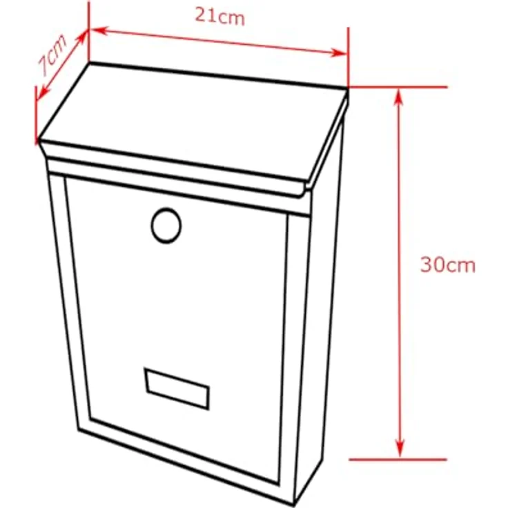 HTI-Living Briefkasten Amin, wetterfester Wandbriefkasten aus 0,6 mm Stahl, weiß, 30 x 21 x 7 cm – Bild 5