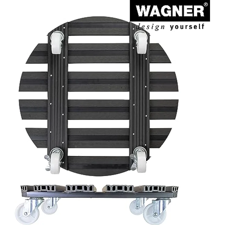 WAGNER Pflanzenroller WPC Ø 50 x 11 cm I Pflanzenroller & Blumenroller für Außenbereich + Innenbereich, anthrazit I Kübelroller aus Wood Plastic Composite I Tragkraft 100 kg - 20056501 – Bild 7