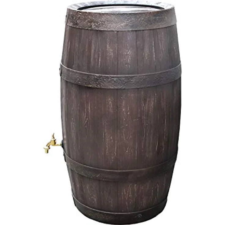 Prosperplast Regentonne Barrique 250 Liter in braun, UV- und witterungsbeständig mit kindersicherem Deckel und Messinggewinde – Bild 5