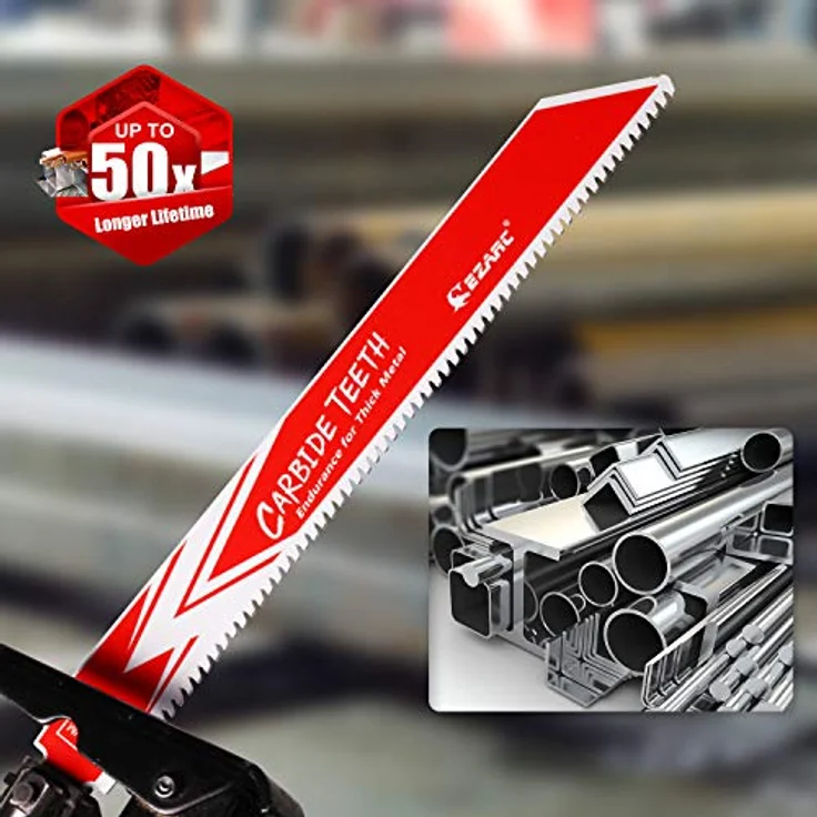 EZARC R678HM Säbelsägeblätter, Hartmetall Karbid 150mm, 8 TPI, 3er Set für schnelles und präzises Schneiden von dickem Metall und Gusseisen – Bild 3