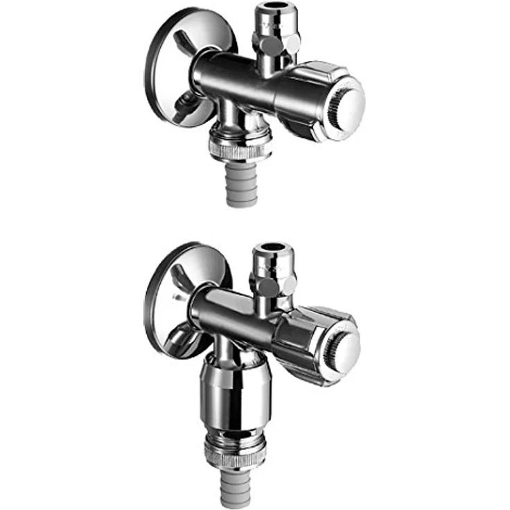 OTTO Schell Comfort Doppelanschluss Eckventil 038370699, Chrom mit selbstdichtendem Anschlussgewinde und Rückflussverhinderer – Bild 1