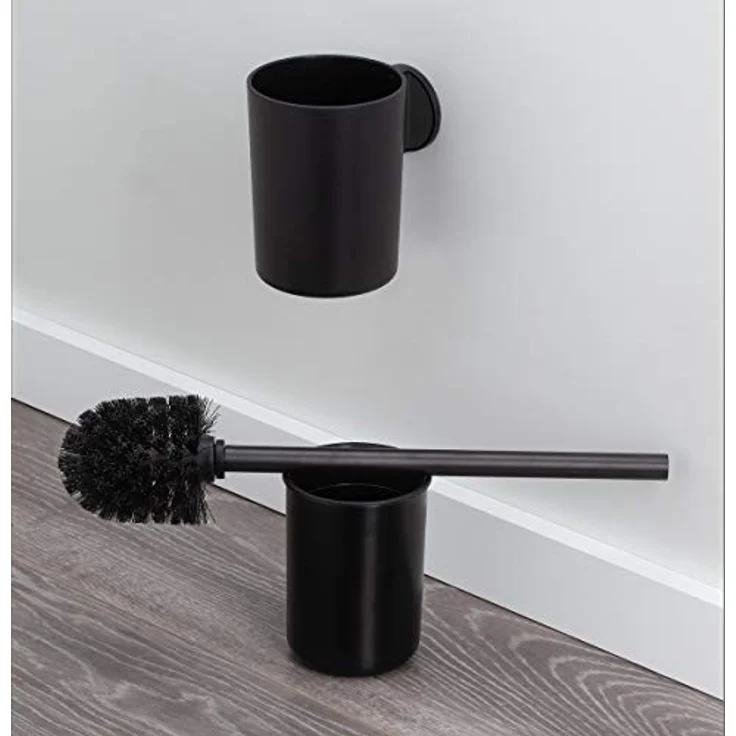 Tiger Tune Toilettenbürste, WC-Bürste mit Halter zur Wandmontage, Befestigung ohne Bohren dank integrierter Klebefolie, optional Montage mit Schrauben, Farbe: Black Metal gebürstet / Schwarz – Bild 3