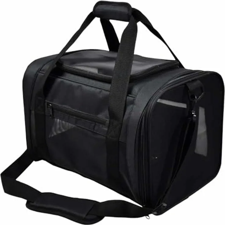 Nobby Tasche HANY schwarz, strapazierfähige Mikrofaser, abwaschbar für Tiere bis ca. 8 kg, mit Utensilienfächern