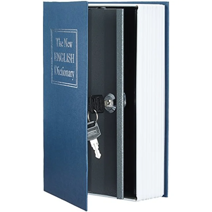 Amazon Basics Buch-Safe, tragbare Box mit Schloss und Schlüssel, 2,2T x 6,1B x 9,5H cm, blau – Bild 2