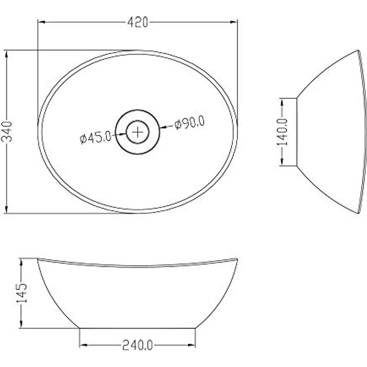 Mai & Mai Aufsatzwaschbecken Brüssel205, Oval / Rund, Keramik Waschschale mit Nano-Beschichtung - Preisvergleich – Bild 6