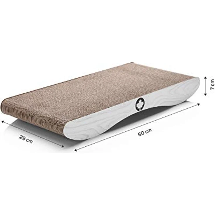 CanadianCat Company | Kratzkarton Comet L | 60 x 29 x 7 cm | Kratzmöbel, Kratzbrett | XL Qualitäts-Pappe +Katzenminze | weiß Holzoptik – Bild 4