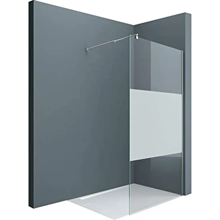 doporro Luxus Duschwand Duschabtrennung Bremen1MS 80x200cm Walk-In Dusche mit Stabilisator Echtglas 8mm ESG-Sicherheitsglas Klarglas Nanobeschichtung