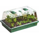 Spetebo Mini Gewächshaus 38x24x18 cm, Anzuchtschale mit Lüftungsschlitzen, grün/transparent