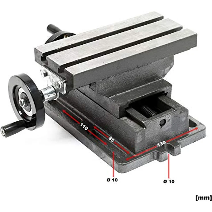 Wiltec - 2-Achsen Kreuztisch 220x100mm Frästisch Koordinatentisch Bohrtisch Fräsständer – Bild 4