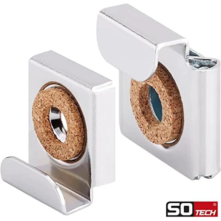 SOTECH 1 Set Spiegelklammern für ungerahmte Spiegel, inkl. Befestigungsmaterial, max. Tragkraft 15 kg, chrom poliert – Bild 3