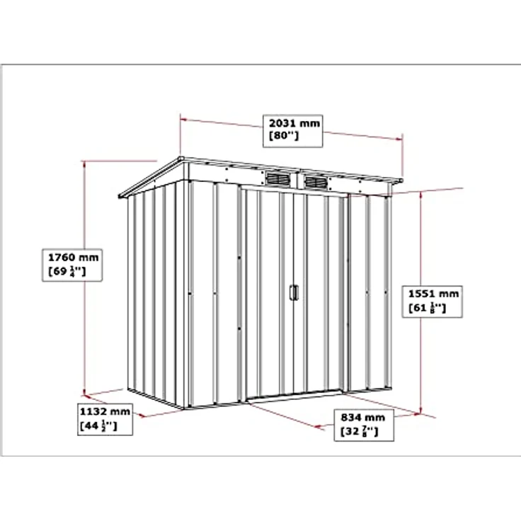 Duramax ECO 6 x 4 (2.17 m²) Metallgerätehaus mit Steildach, Gartenhaus aus feuerverzinktem Metall - Geräteschuppen, robuste und verstärkte Dachkonstruktion, wetterfester Metallschuppen, Grün – Bild 4