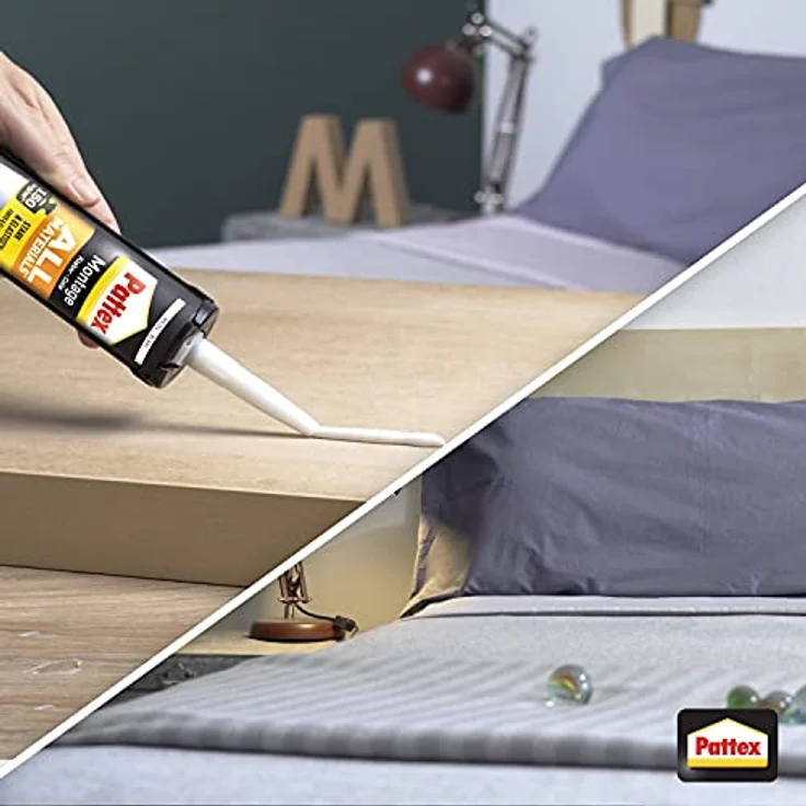 Pattex Montagekleber All Materials, stark haftender Alleskleber, Kraftkleber für innen & außen, Kleber für saugende und nichtsaugende Materialien, 1 x 450g – Bild 4