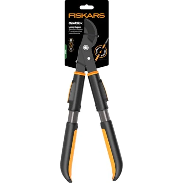 Fiskars OneClick Astschere Bypass, Aufsatz für saubere Schnitte mit gehärteten Stahlklingen, Schwarz/Orange, 510 g – Bild 5
