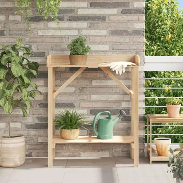 vidaXL Blumenständer Pflanztisch aus massivem Kiefernholz, 75x40x90 cm, naturbeige, Innen/Außen Nutzung – Bild 2