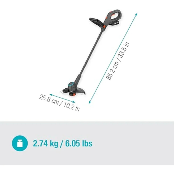 Gardena EasyTrim 25/18 V Set, Akku-Trimmer mit 25 cm Schnittkreisdurchmesser und automatischer Fadenverlängerung, leicht und ergonomisch – Bild 3