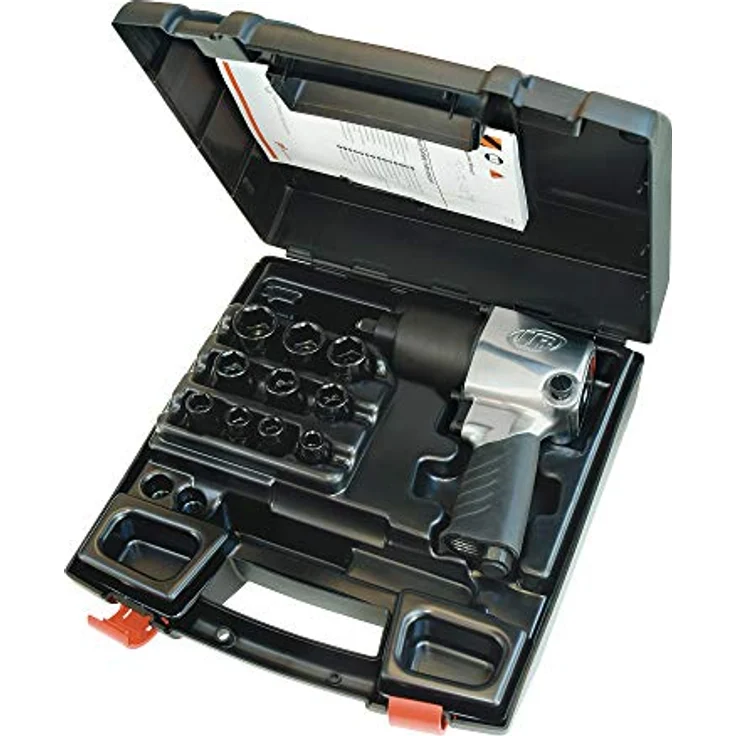 Ingersoll-Rand Druckluft Schlagschrauber 231GXP-K, 610 Nm Drehmoment, Steckschlüsselset mit 10 Nüssen, Vierkant Werkzeug 1/2 Zoll im Koffer, Metall Gehäuse, 5 Leistungsstufen - Profi Tool für Reifenlösen – Bild 1