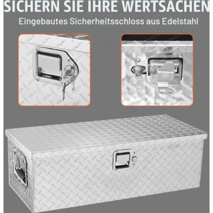 VEVOR Werkzeugkasten 762 x 330 x 244 mm, abschließbar, 64 L, Aluminiumlegierung, wasserdicht, 30 kg Tragfähigkeit für Lkw, Wohnmobil, PKW – Bild 4