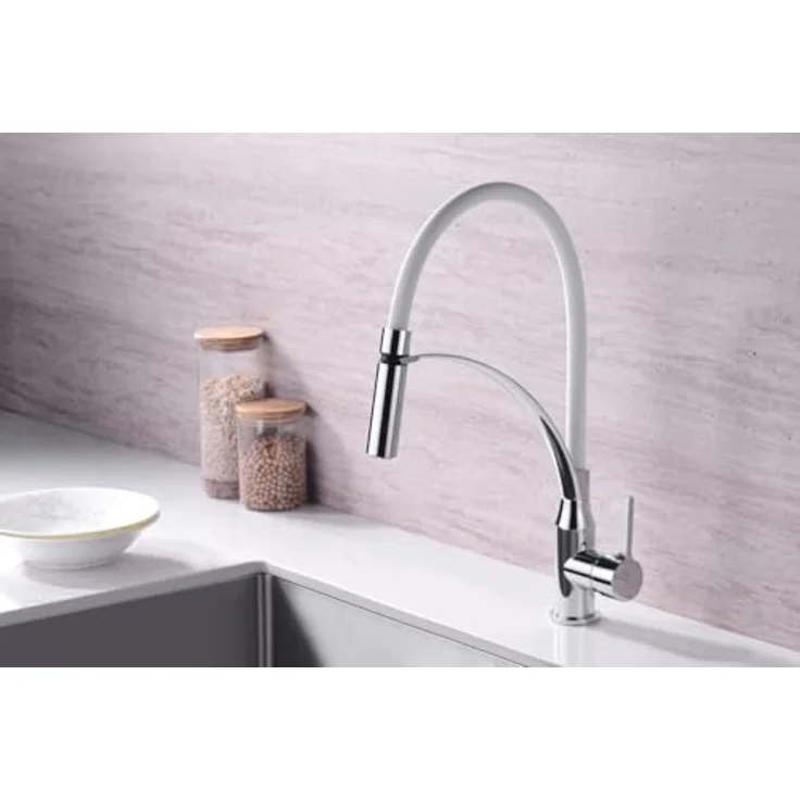 Primaster Küchenarmatur Neuss, verchromt mit Handbrause und wassersparender Eco-Click-Funktion, silber – Bild 2