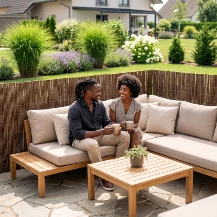 casa.pro Weidenmatte Hyssna 120 x 500 cm, Natürlicher Sichtschutz für Gartenzaun und Balkon, Pflegeleicht und robust – Bild 4