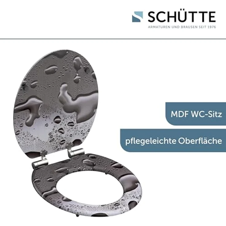 Schütte MDF WC-Sitz Grey Steel, mit Absenkautomatik und hygienischer Oberfläche, universale Form für handelsübliche WCs – Bild 4