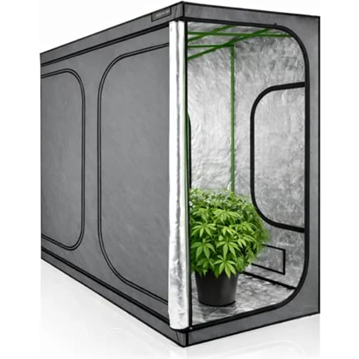 HIGHWERK Growzelt "MyHomeGrow" 240 x 120 x 200 cm, graues Indoor Zuchtzelt mit 99,9% Lichtundurchlässigkeit und 95% Lichtreflektion – Bild 1