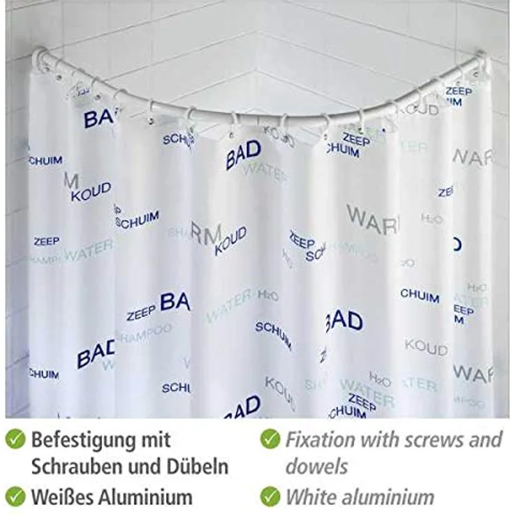 WENKO Rundduschstange für Eckduschen, robuste Aluminiumkonstruktion für 80 x 80 cm und 90 x 90 cm, einfache Montage – Bild 2