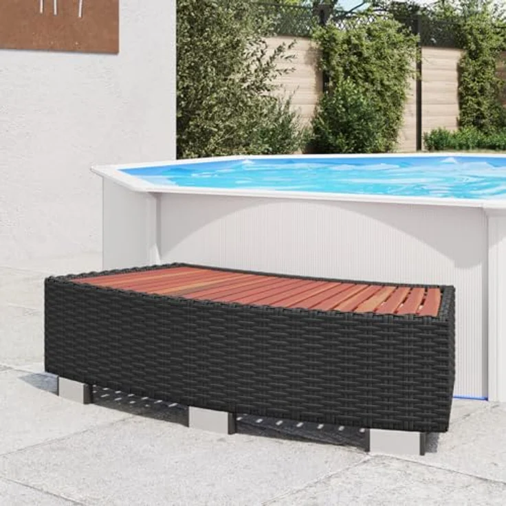 vidaXL Spa-Einstiegsstufe Poly Rattan 92 x 45 x 25 cm Schwarz – Bild 3