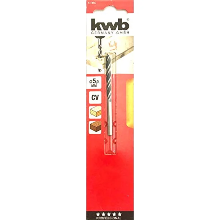 kwb Holzspiralbohrer Ø 5 mm, Industriequalität für saubere Bohrungen, schwarz, stabiler Geradeauslauf aus CV-Stahl – Bild 2