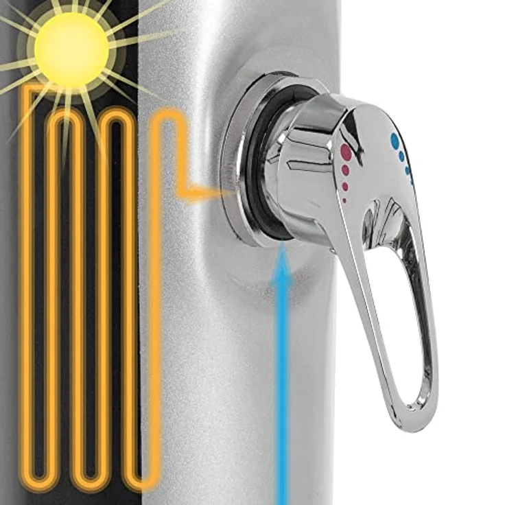 Solardusche 20L mit Fußdusche und Regenduschkopf 210 cm Silber/Schwarz ML-Design - Preisvergleich – Bild 4