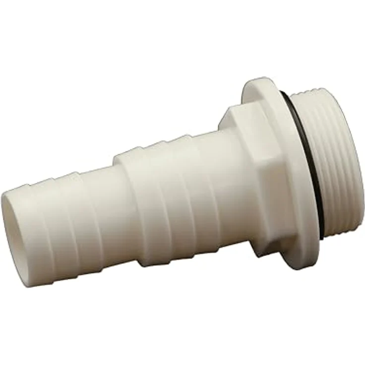 HAF 2x ABS Schlauchtülle O-Ring 32mm 38mm x 1 1/2", inkl. 2x Edelstahlschelle, bruchfest, weiß, für Poolfittings & Poolschlauch – Bild 3
