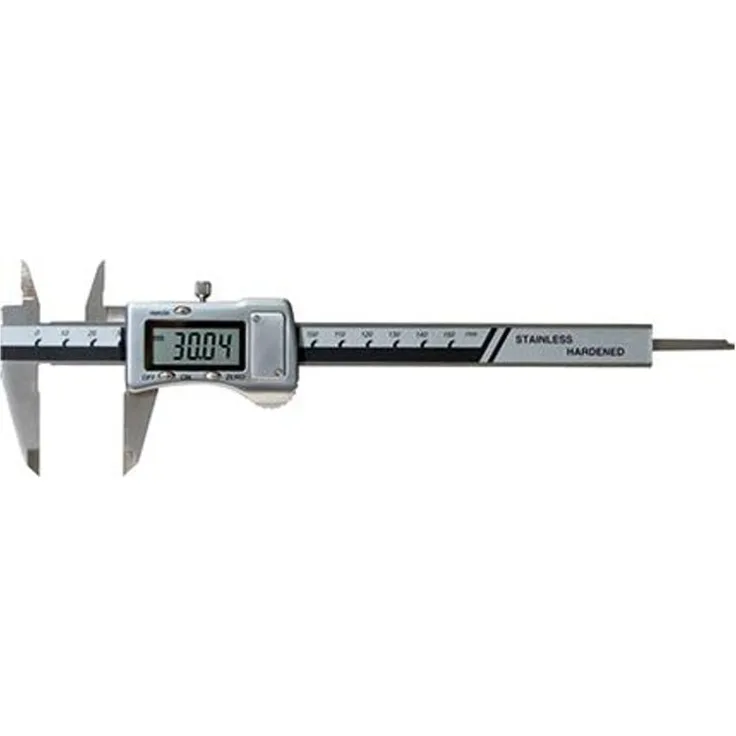FORTIS Digital-Taschenmessschieber 150mm, Metallgehäuse, ISO 13385-1, 4-fach-Messung, inkl. Knopfzelle LR44, im Kunststoffetui