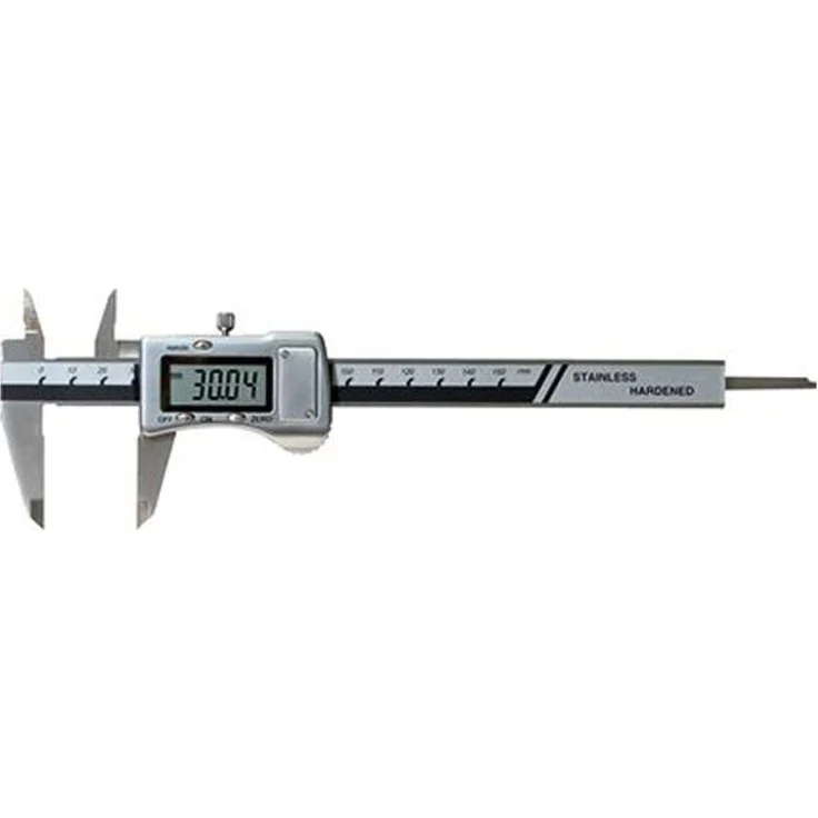 FORTIS Digital-Taschenmessschieber 150mm, Metallgehäuse, ISO 13385-1, 4-fach-Messung, inkl. Knopfzelle LR44, im Kunststoffetui