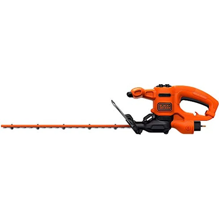 Black+Decker Elektro-Heckenschere (420W, 45 cm Schwertlänge, 16 mm Schnittstärke, T-Handgriff und transparentem Handschutz, für kleine Hecken) – Bild 2