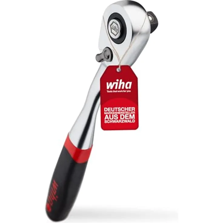 Wiha Umschaltknarre mit Druckknopf und Kugelsicherung I Feinverzahnt mit 72 Zähnen I 3/8" I Feinzahn-Umschaltknarre (45625)