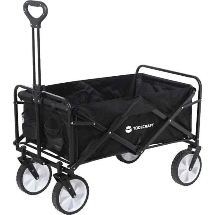 Toolcraft TO-9626610 Handwagen, Stahl, Traglast bis 80 kg, verstellbare Deichsel, flexibele Räder, grosses Ladevolumen 1000 x 490 x 860 mm – Bild 1