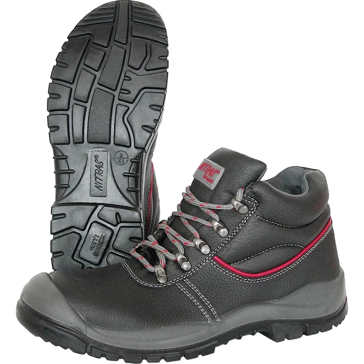 Nitras Safety Step II, Sicherheitsstiefel Größe 42, S3, Stahlzehenkappe, rutschfeste PU/TPU-Laufsohle, durchtrittsicher