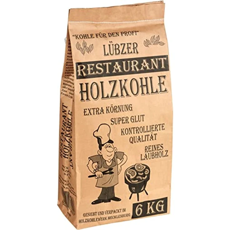 Favorit Grill-Holzkohle 12 kg, aus reinem Laubholz, extra große Körnung, langanhaltende Glut, Restaurant-Qualität, 2x 6 kg, Schwarz – Bild 2